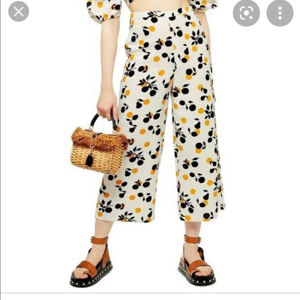 Topshop linen pants with oranges